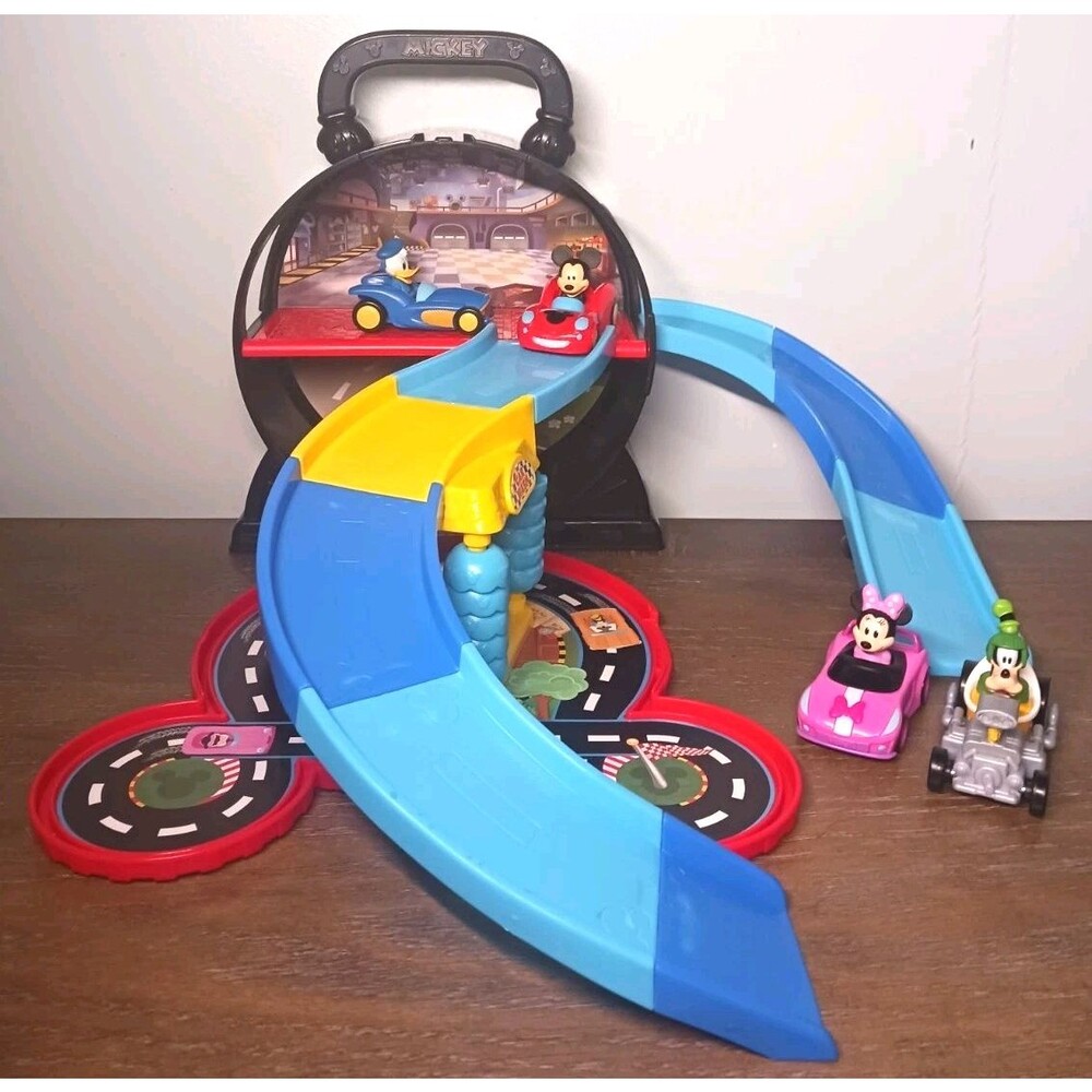 Disney Junior Mickey Mouse Stow n Go Garage Figure Vehicle Playset +2 Extra Cars